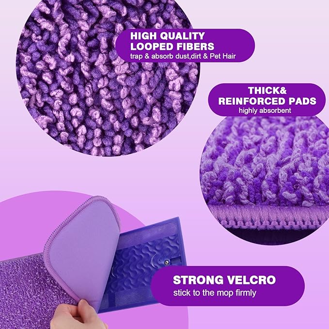 HOMEXCEL Reusable Microfiber Mop Pads for Swiffer PowerMop, Power Mop Pads Refills for 13 ''-15 '' Spray Mop, Machine Washable Pad Replacement for Multi-Surface Floor Cleaning, Pack of 4