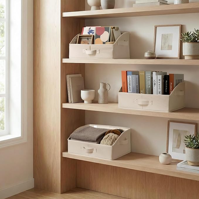 SAYS Closet Shelf Baskets, Storage for Purses, Trapezoid Closet Storage Bins