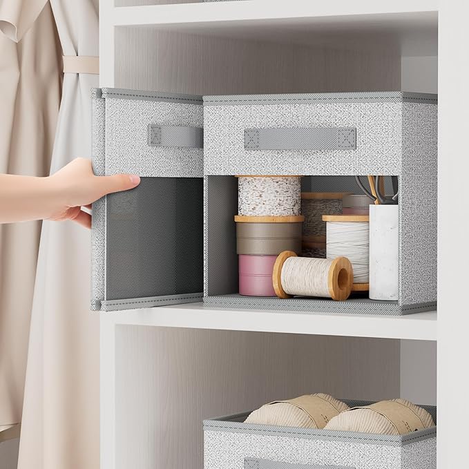 DIMJ Storage Cubes, Cube Storage Bin, 10 Pack Foldable Cubes with Window, Closet Oganizer Boxs with Handle, 12.2x 12.2 inch Storage Organizer for Clothes, Toys, Books