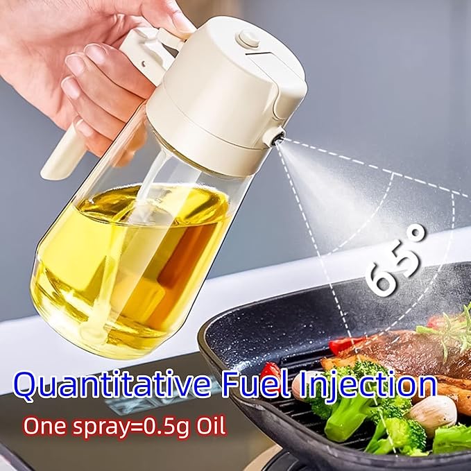1PCS Oil Dispenser for Kitchen BLACK– 2 in 1 Oil Dispenser Sprayer, 16oz/470ml Glass Oil Bottle Spray and Pour, Kitchen Oil Mister for Air Fryer, Salad, Frying, BBQ Accessories