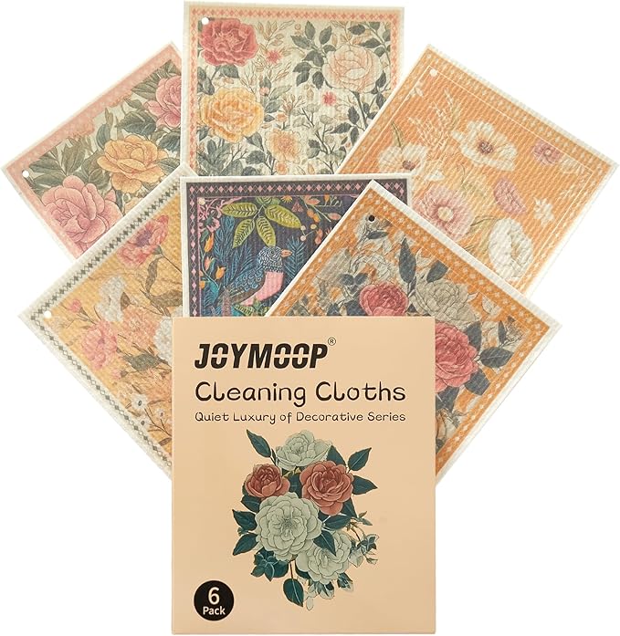 JOYMOOP 6 Pack Dishcloths for Kitchen, Reusable Absorbent Non-Scratch Cleaning Cloths, Washable Quick-Drying Rags for Cookware and Household, 6.7×7.9 Inch