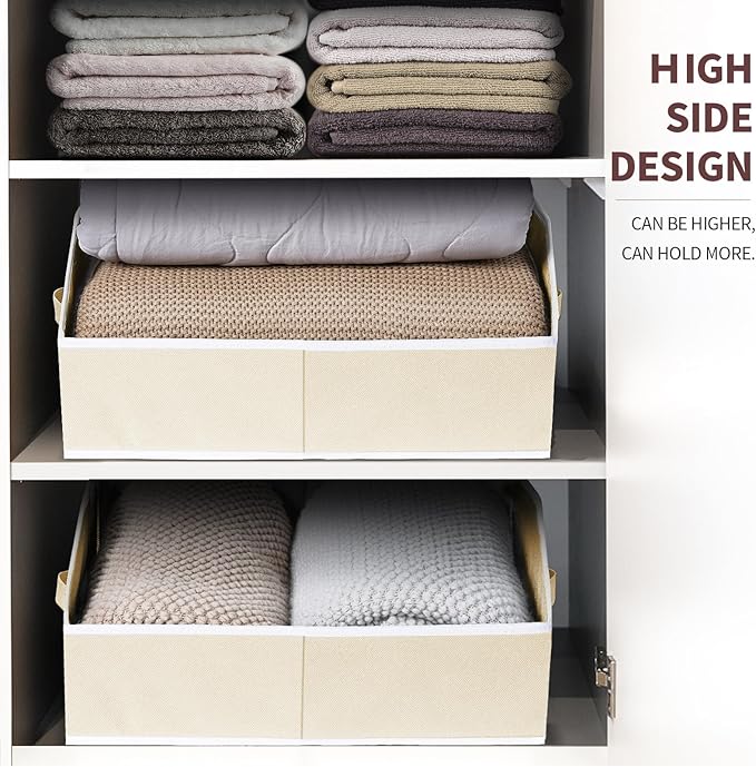 Clothes Organizers and Storage, Fabric Cube Bins with Handles, Beige