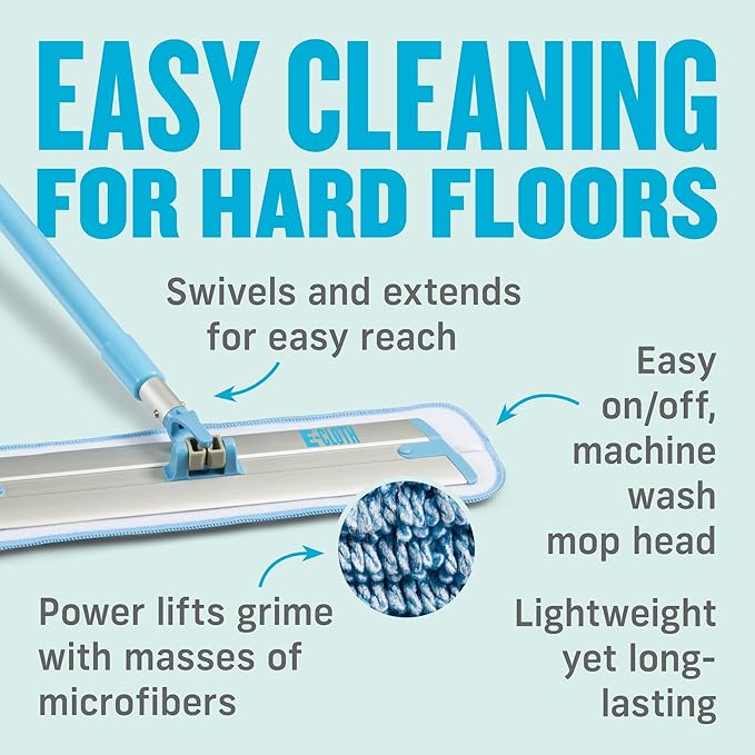 E-Cloth Deep Clean Mop, Microfiber Mop, Perfect Floor Cleaner for Hardwood, Laminate, Tile and Stone Flooring, Washable and Reusable, 100 Wash Promise