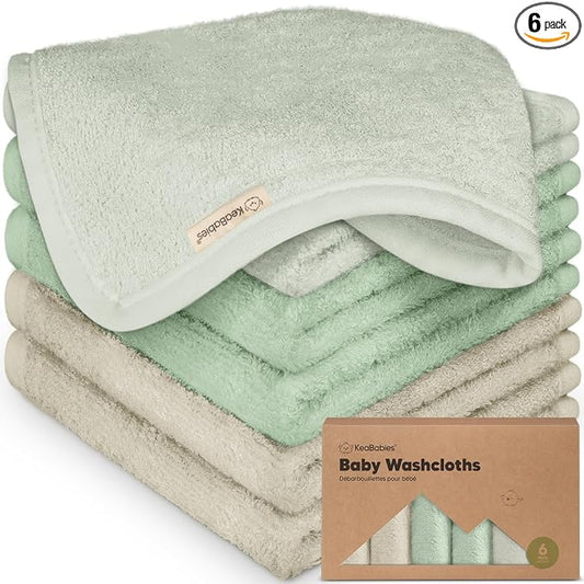 6-Pack Baby Washcloths – Soft Absorbent Viscose from Bamboo Washcloths for Face, Body, Baby Towels for Newborn, Kids, Toddlers, Infant, Gentle on Sensitive Skin, 10x10 Reusable Face Towels (Hills)