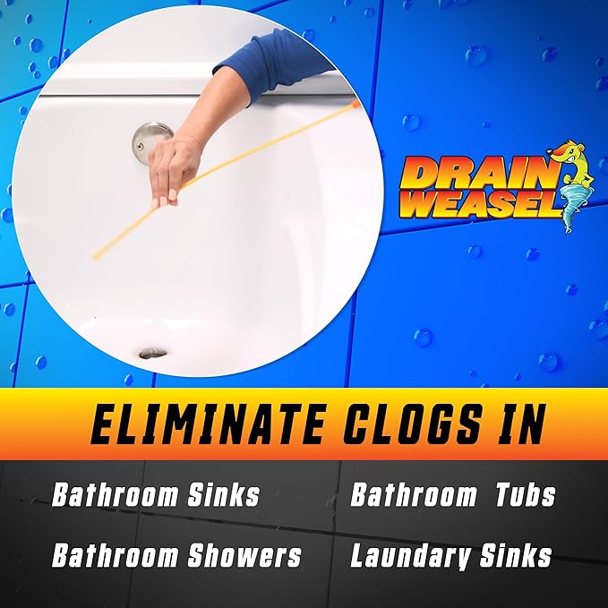 FlexiSnake Drain Weasel Sink Snake Hair Clog Remover Tool Kit, Sink, Pipe, Bathroom, Bathtub Drain Cleaner, 18-inch Long, Flexible, Made in The USA