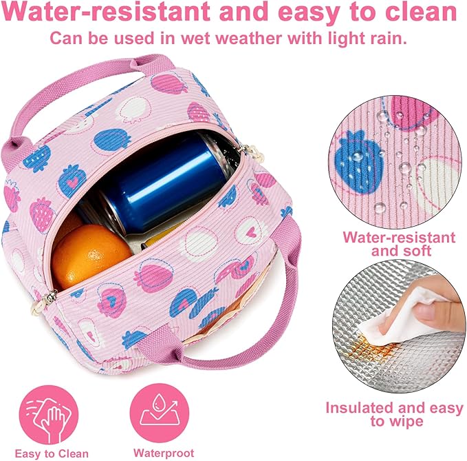 Bluboon Corduroy Lunch Bag - Large, Reusable Insulated Tote for Work/Picnic