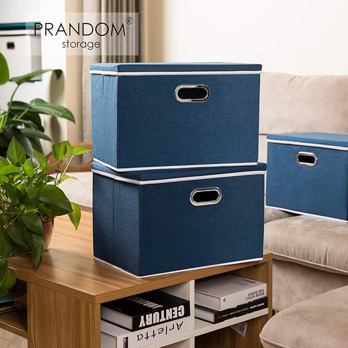 Large Collapsible Storage Bins with Lids [5-Pack] Fabric Foldable Storage Boxes
