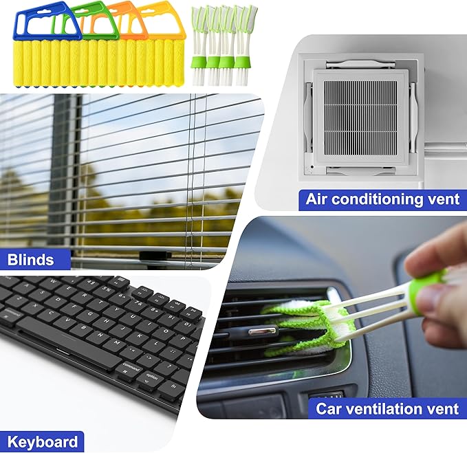 Blind Cleaner Duster Tool - 4 Pcs 7 Fingers Anti-Shedding Window Blind Cleaner Tool and 4 Pcs Air Vent Cleaner