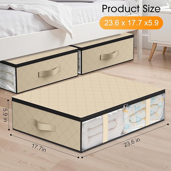 Under Bed Storage Bags 10 Pack, Beige