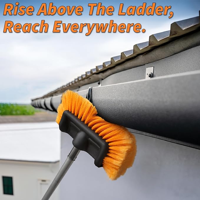 36ft Cleaning Brush Set - 5-30ft Pole, Vinyl Siding & Window Cleaning