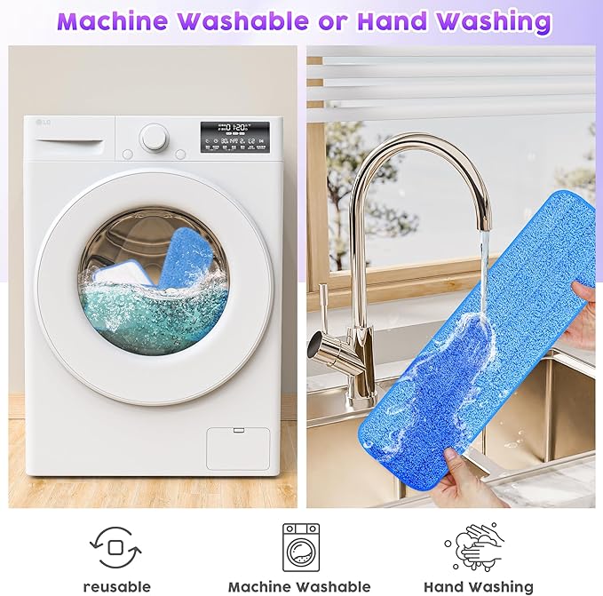 18 Pack Reusable Mop Pads Compatible with Swiffer PowerMop, Microfiber Mop Pads Refills Machine Washable, Durable, and Highly Absorbent Suitable for All Floor Types