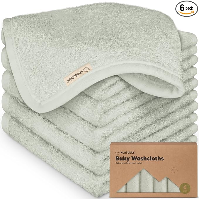 6-Pack Baby Washcloths – Soft Absorbent Viscose from Bamboo Washcloths for Face, Body, Baby Towels for Newborn, Kids, Toddlers, Infant, Gentle on Sensitive Skin, 10x10 Reusable Face Towels (Dove)