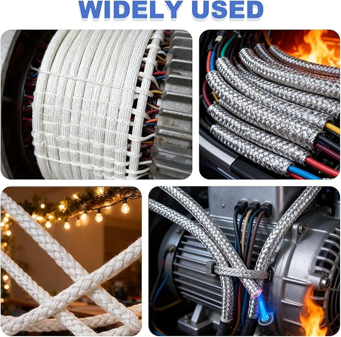 uxcell Insulation Cable Protector,1mm/0.04 Inch-20m/66 Feet High Temp Fiberglass Sleeve White