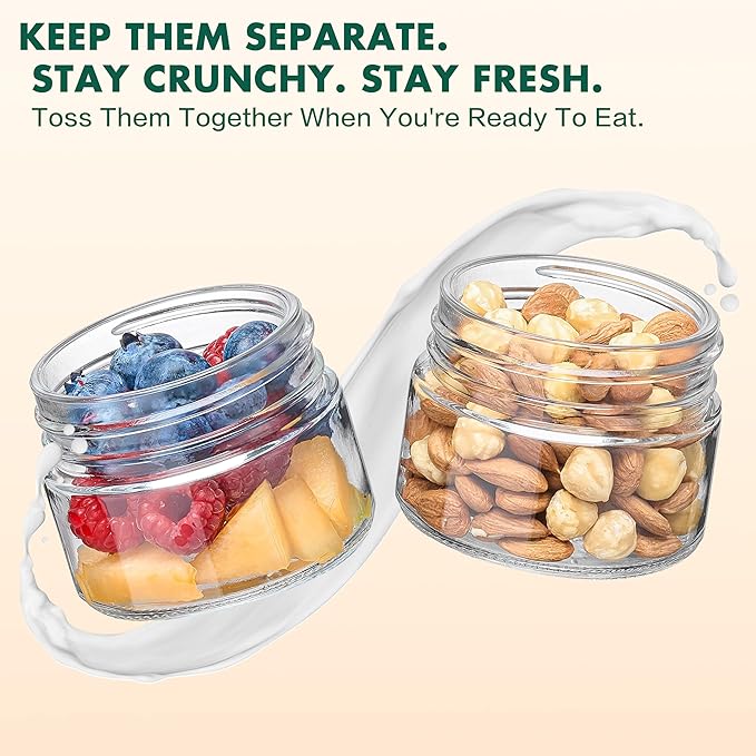 Danmu 24 oz Glass Meal Prep Containers 4-Pack with Lid & Dressing Cup