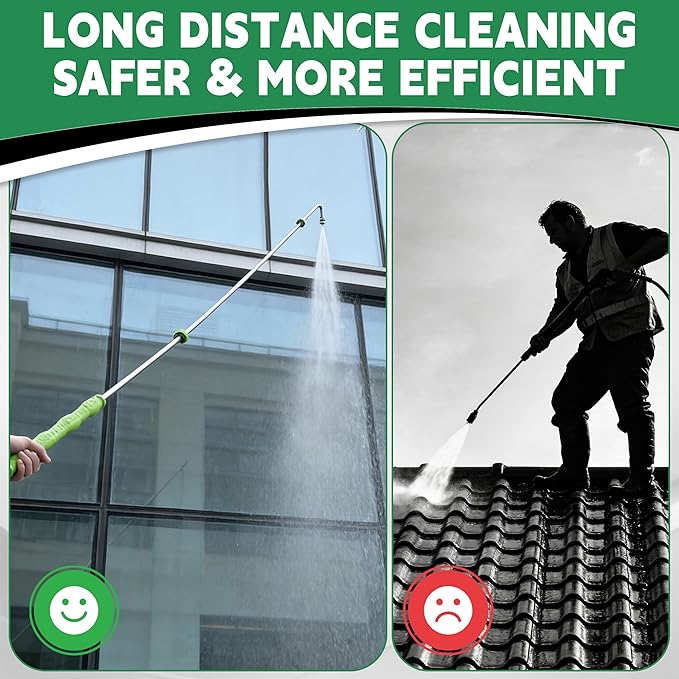 M MINGLE Pressure Washer Extension Wand 120 Inch, Stainless Steel Power Washer Lance with Threaded Connection, Custom Reverse Trigger Gun, 5 Nozzles, 30°/90°/120° Curved Rods, 4000 PSI