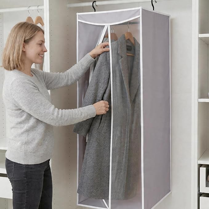 STORAGE MANIAC 57" Long Garment Bags for Hanging Clothes Garment Cover for Closet Storage, Large Hanging Garment Bag for Dresses, Suits, Coats