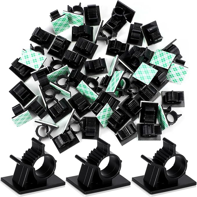 eBoot 100 Pcs Adhesive Cable Wire Clips Strong Cord Clips Wire Holders Cable Cord Straps Management Clamps Tie Holder for the Wall, Under Desk, Car, Office and Home