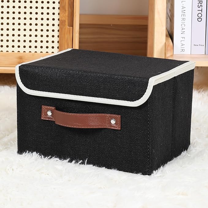 ANMINY 2 Storage Bins with Lid - Large, Black