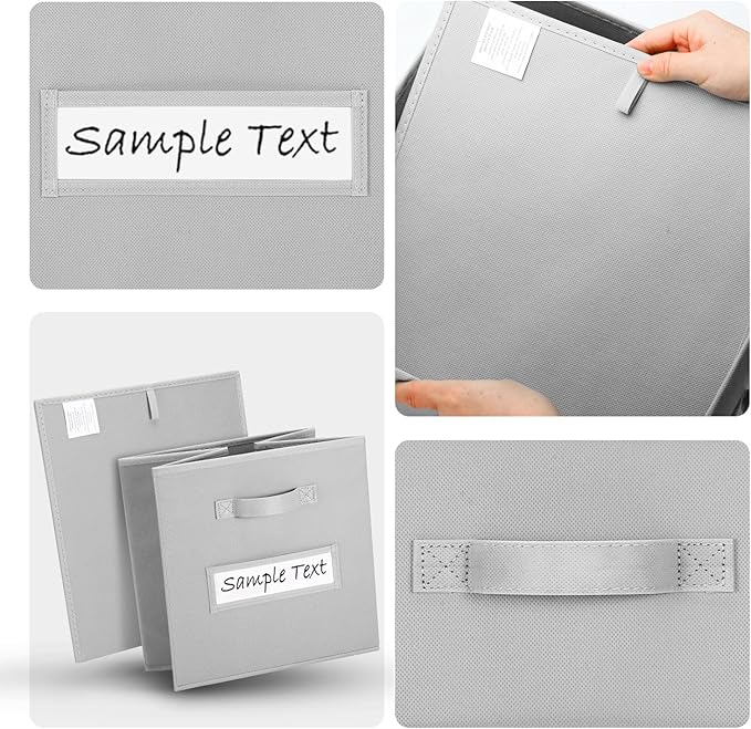 artsdi 13x13 storage cube bins (Set of 10) Foldable Fabric storage cubes with 10 Labels Window Cards & a Pen,13 inch cube storage bins,Closet Organizers for Shelves,Cubby Organizer Boxes,Light Gray