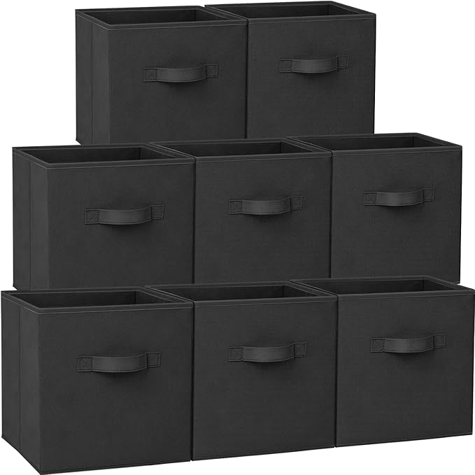 Storage Cubes, 11 Inch Heavy Duty Fabric Storage Bins for Shelves Closet, Black