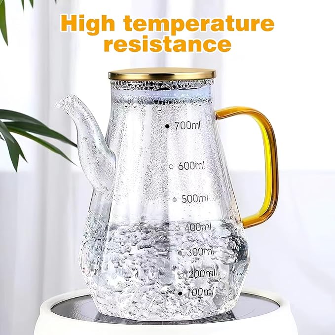 Cabilock 2pc Glass Oil Dispenser Pot with Measurements for Kitchen, 24oz Oil Bottles Cooking Dispenser with Drip Free Spout And Stable Bottom Fits in Home,kitchen,barbecue,party (700ml)