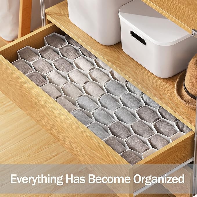 MORNITE Sock Organizer - 8pc Pink Drawer Divider