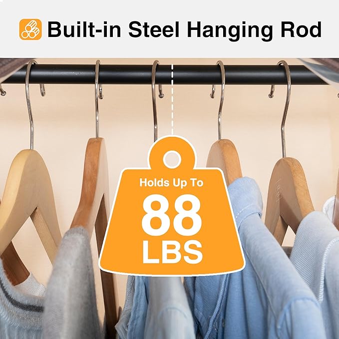 STO STO 2 Pack Garment Bag for Hanging Clothes Closet, Hanging Garment Cover with Built-in Steel Hanging Rod, Hanging Wardrobe Storage Bag for Suit, Dress with Clear Window, Zipper, ID Card, Black