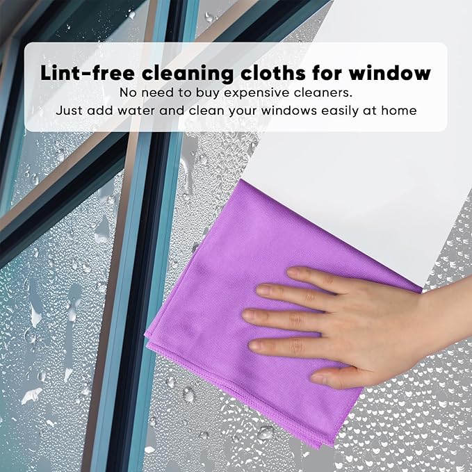 HOMEXCEL Microfiber Glass Cleaning Cloths 6 PK, Lint Free Streak Free, Reusable Microfiber Magic Cleaning Cloth for Windows, Glasses, Mirrors, Screens