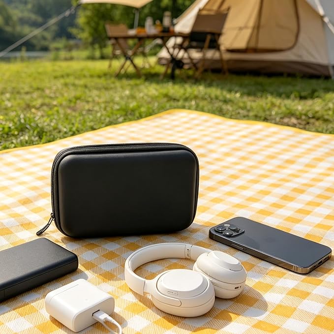 Charger Case,Mini Cable Organizer Cases,Pouch Case Bag,Small Charger Organizer,Waterproof Travel Storage Carrying Bag for USB Drives,Power Adapter,Earphones,Cords etc,Rectangle,Black Bigger