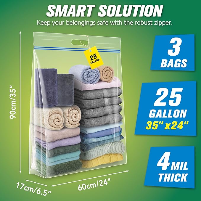 25 Gallon Jumbo Storage Bags, Pack of 3