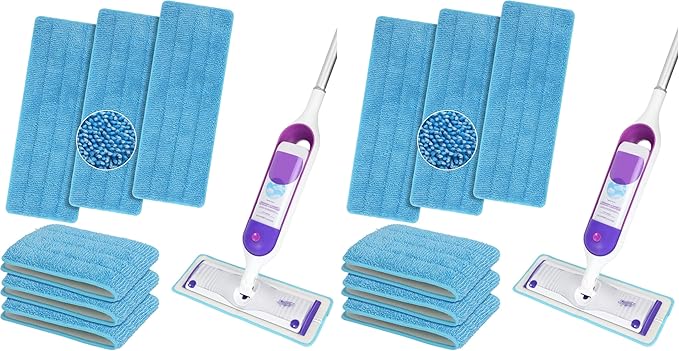 12 Pack Reusable Microfiber Mop Pads Compatible with Swiffer PowerMop, Machine Washable Replacement Pads for 13"-15" Spray Mop, Dry Wet Mopping Cloths Compatible with Multiple Floor Types