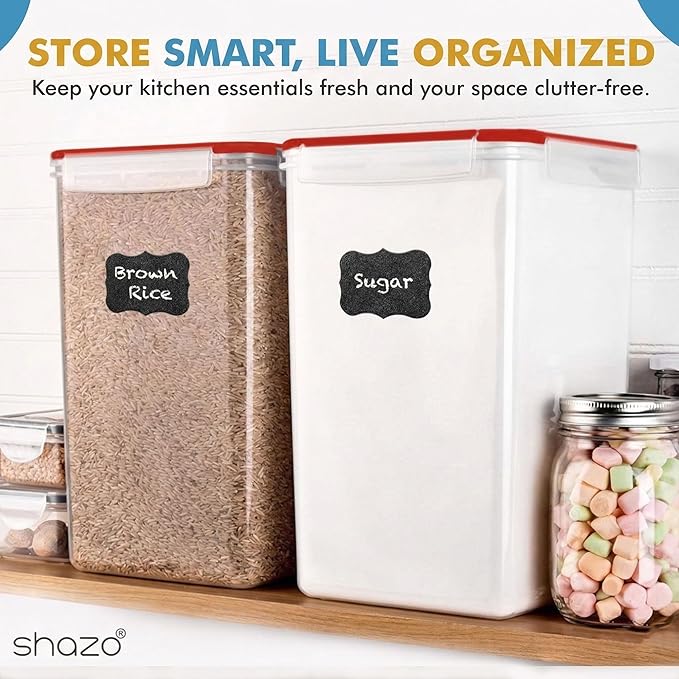 Shazo 2 PC (9.5L | 321 Oz) Extra Large Bulk Food Storage Containers with Airtight Lids for Flour, Sugar, Rice, Cereal & Pasta - Leakproof