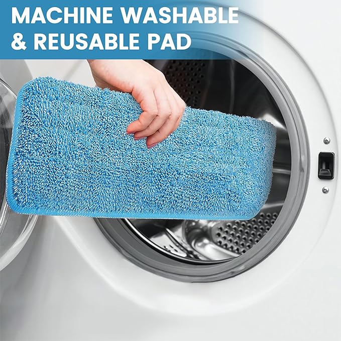 12 Pack Reusable Microfiber Mop Pads Compatible with Swiffer PowerMop, Machine Washable Replacement Pads for 13"-15" Spray Mop, Dry Wet Mopping Cloths Compatible with Multiple Floor Types