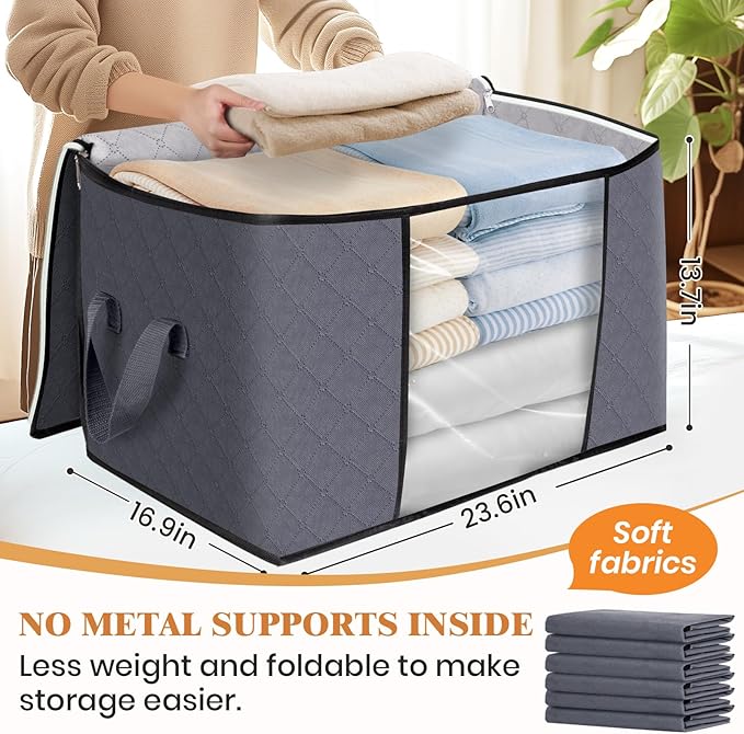Fab totes 24 Gallons Clothes Storage, 3 Pack,Grey