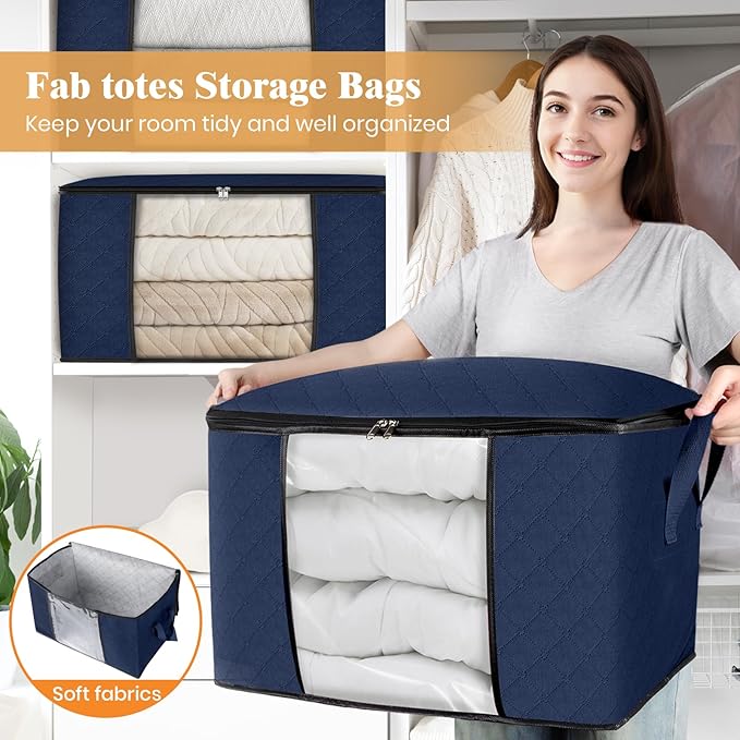 Fab totes 24 Gallons Clothes Storage, 6 Pack,Blue