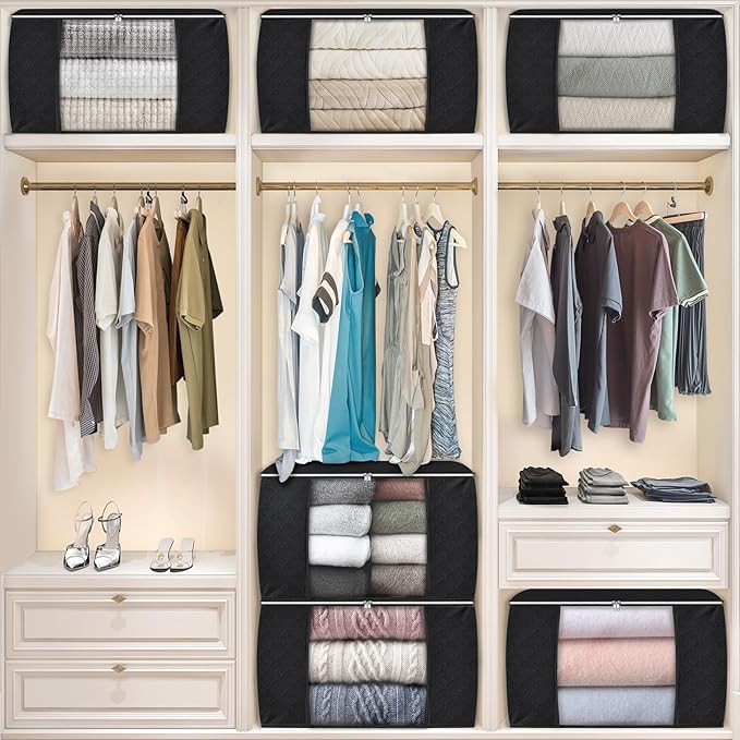 Fab totes 24 Gallons Clothes Storage, 10 Pack,Black