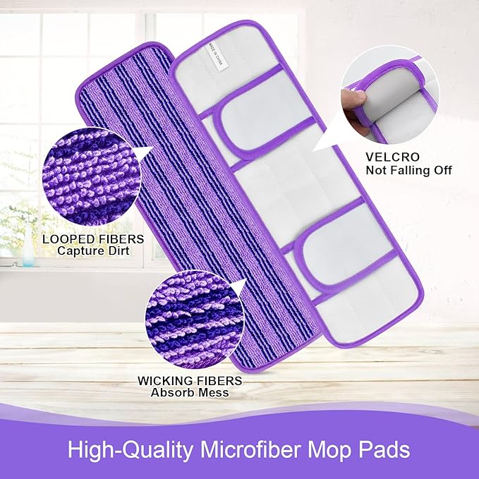 2 Pack Upgraded Reusable Mop Pads Compatible with Swiffer PowerMop, Mop Refill Pads Replacement for Swiffer Power Mop Spray Mop Pads for Multi-Surface Floor Cleaning, Quality Updated Cationic Material