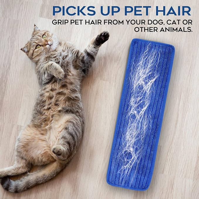 Matthew 18'' Microfiber Mop Replacement Pads for Wet Dry Reusable Mops Floor Home Commercial Cleaning Refills, Machine Washable Compatible with Bona Mop&Any Microfiber Flat Mop System Blue (12 Pack)