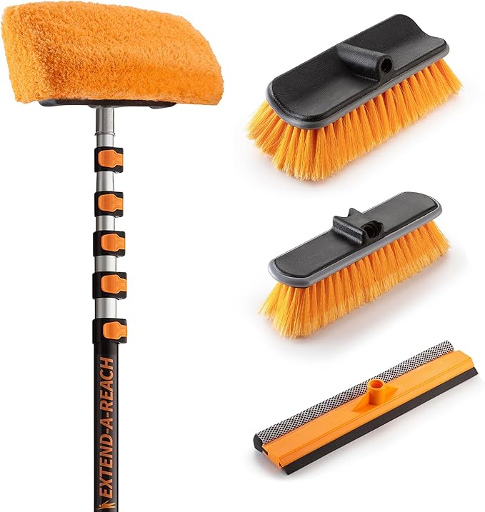30ft House Cleaning Brush Set - 5-24ft Pole, Vinyl Siding & Window Cleaning