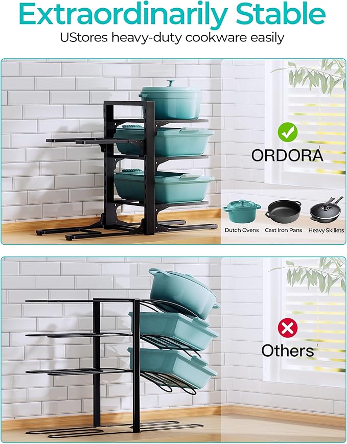 6-Tier Pots and Pans Organizer under Cabinet, Adjustable Pot Rack