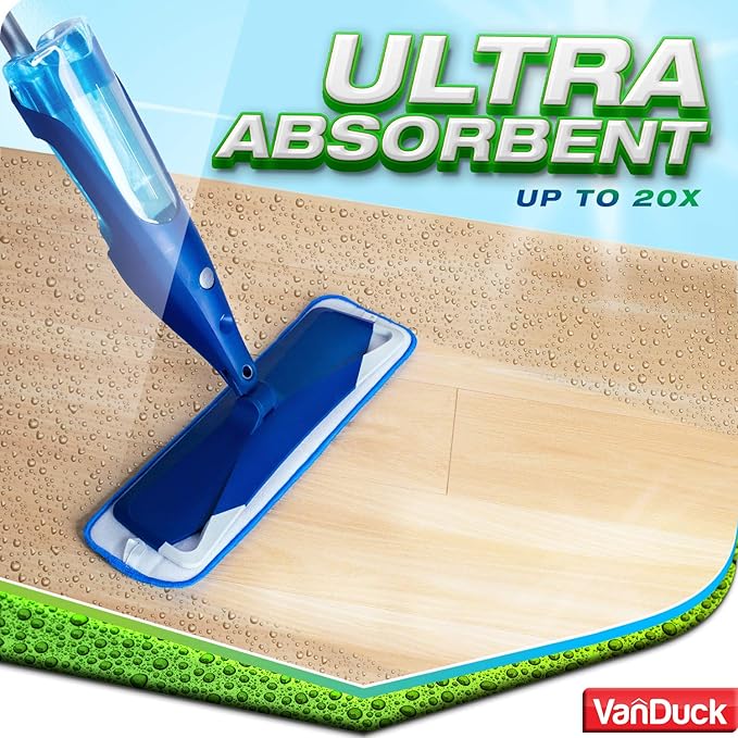 VanDuck Microfiber Cleaning Pads Compatible with Bona Mop (12 Pack) - Microfiber Mop Pads for Hardwood Floor for 18 Inch