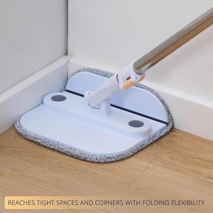 True & Tidy® TrueClean Mop and Bucket System Plus with New Easy Lift Inner Bucket, Self Wringing, Separates Clean from Dirty Water, Folding Mop Head, Dual Brush System, 8-pc Machine Washable Mop Pads