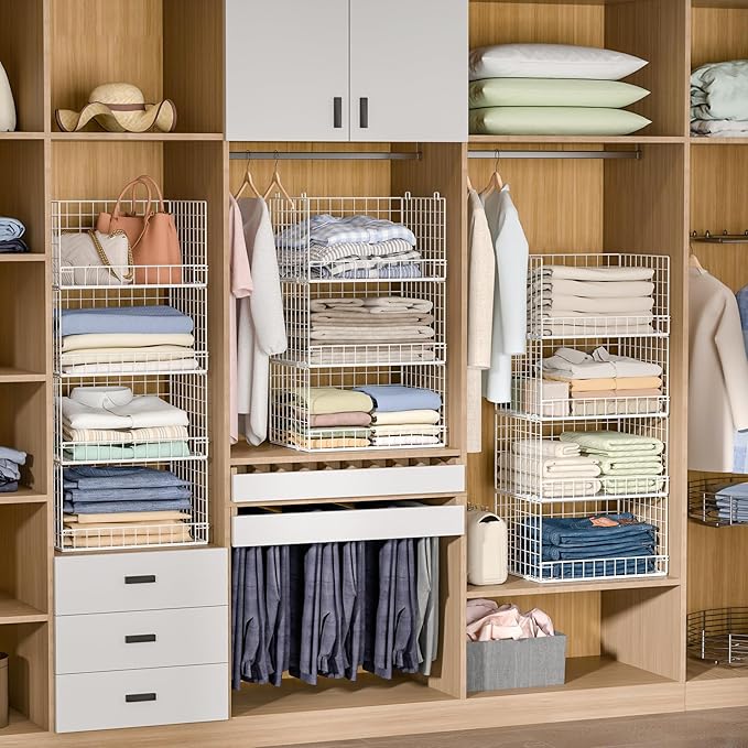 Yociyoga 4-Tier Stackable Closet Organizers and Storage Basket