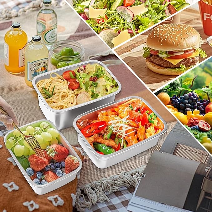GIUOIDUO 10-Piece Stainless Steel Food Storage Container Set with Airtight Lids - Durable