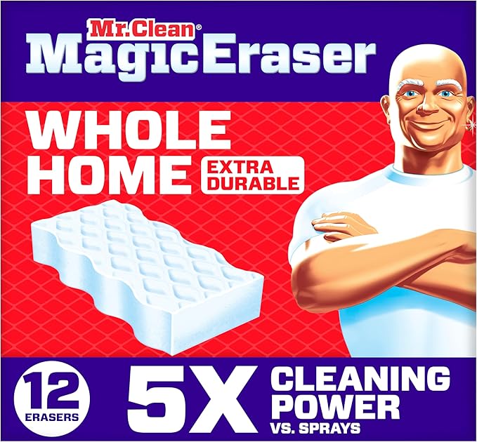 Mr. Clean Magic Eraser Sponge, All Purpose Cleaner, Cleaning Scrubber, Wall, Sneaker, Kitchen, Bathroom, Shower Cleaning Supplies, Melamine Sponge
