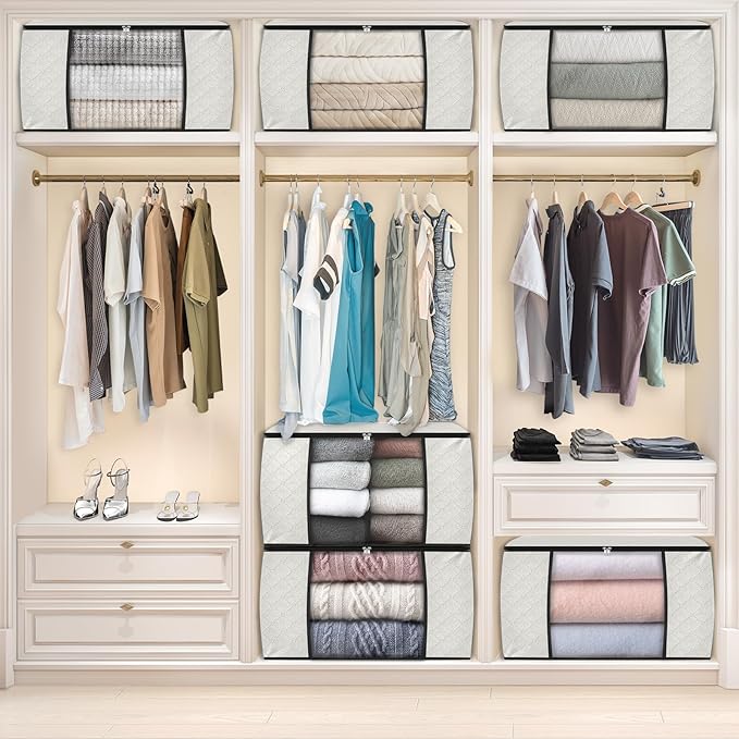 Fab totes 4 Pack Clothes Storage, Ivory White