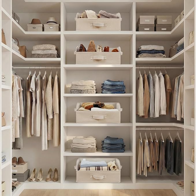 SAYS Closet Shelf Baskets, Storage for Purses, Trapezoid Closet Storage Bins