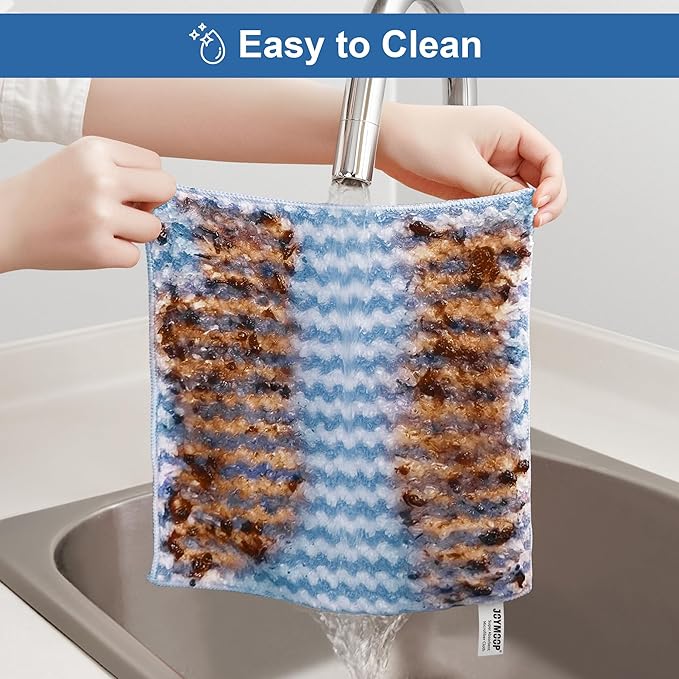 JOYMOOP 108 Packs Microfiber Cleaning Cloths, 10" x 10" Reusable Kitchen Towels, Lint-Free Cleaning Rags, Super Absorbent Cleaning Cloths for Kitchen, Car, and Household Cleaning, Blue
