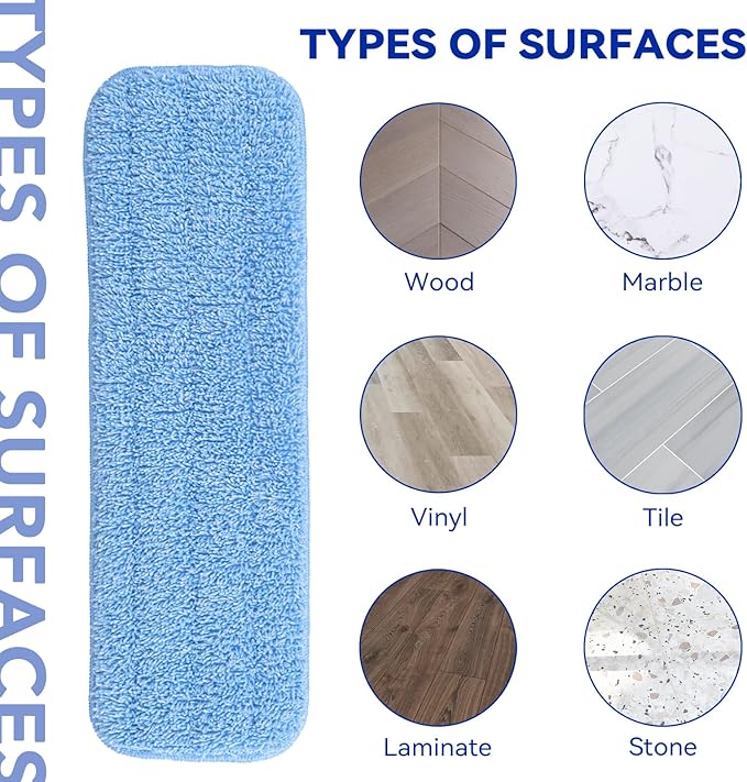 Replacement Microfiber Pad Fit for Rubbermaid Commercial 18 Inch Mop Head - 10 Pack Update Wrapping Wet & Dry Commercial Cleaning Reusable Refills Fit for Any Microfiber Flat Mop System 18"