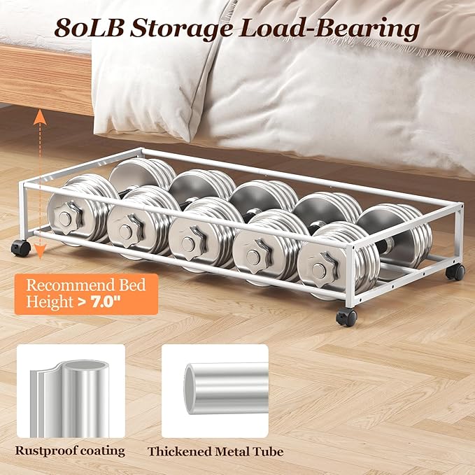 70L Under Bed Storage with Wheels, Beige